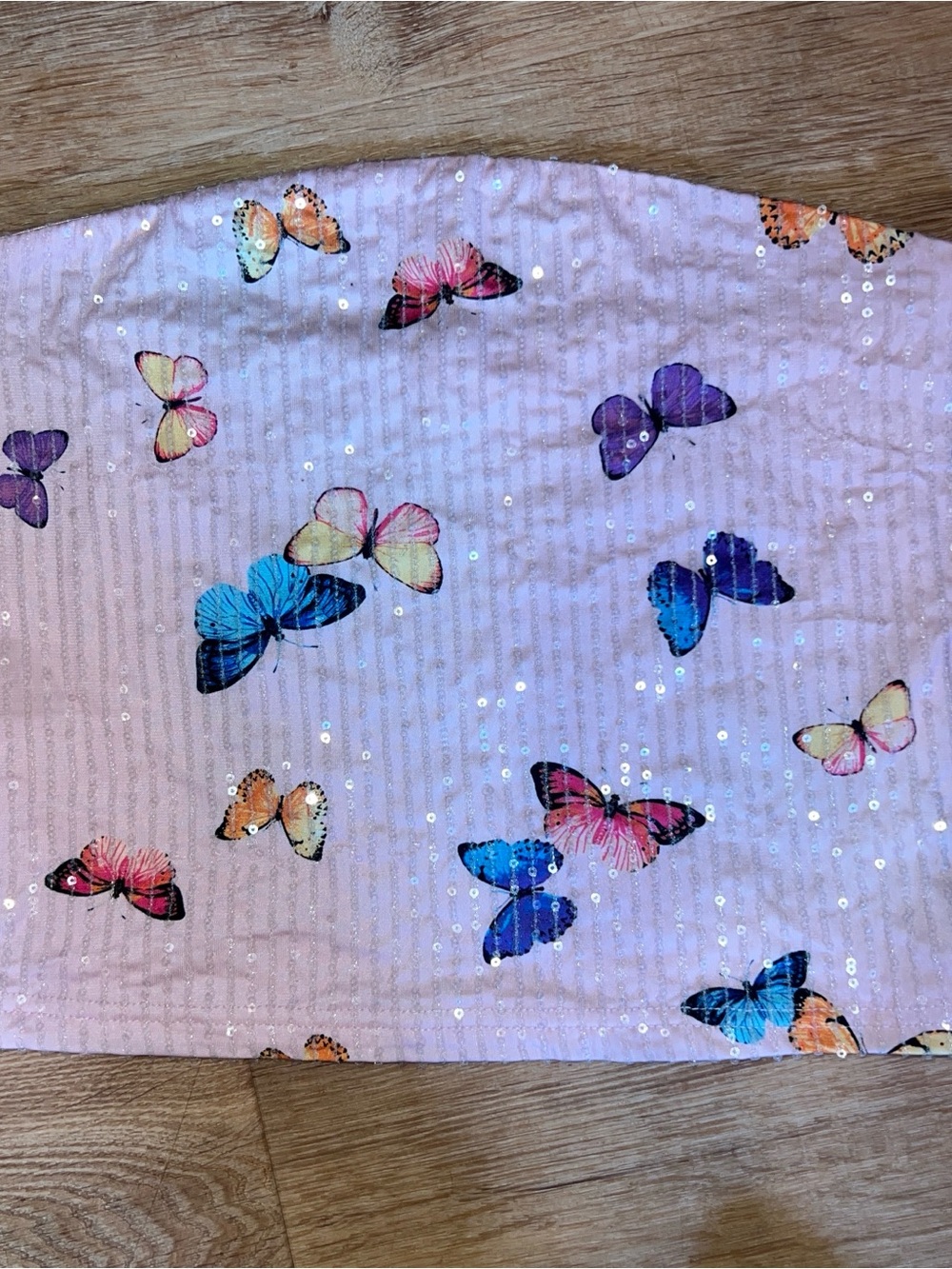Sequin Butterfly Crop Top - Pink
